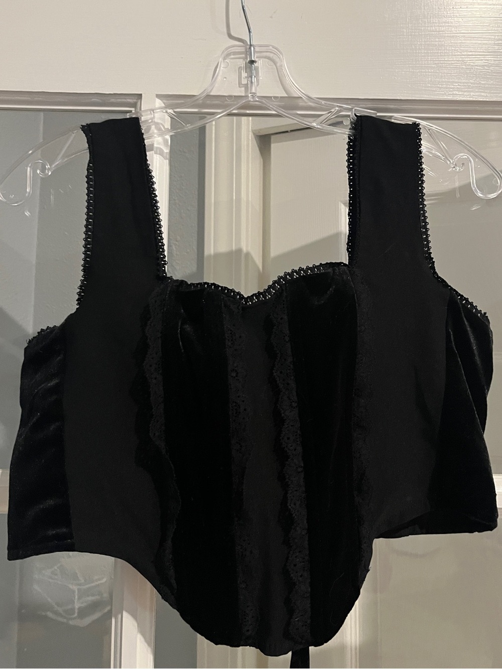 Disturbia Black Velvet Corset-Style Crop Top